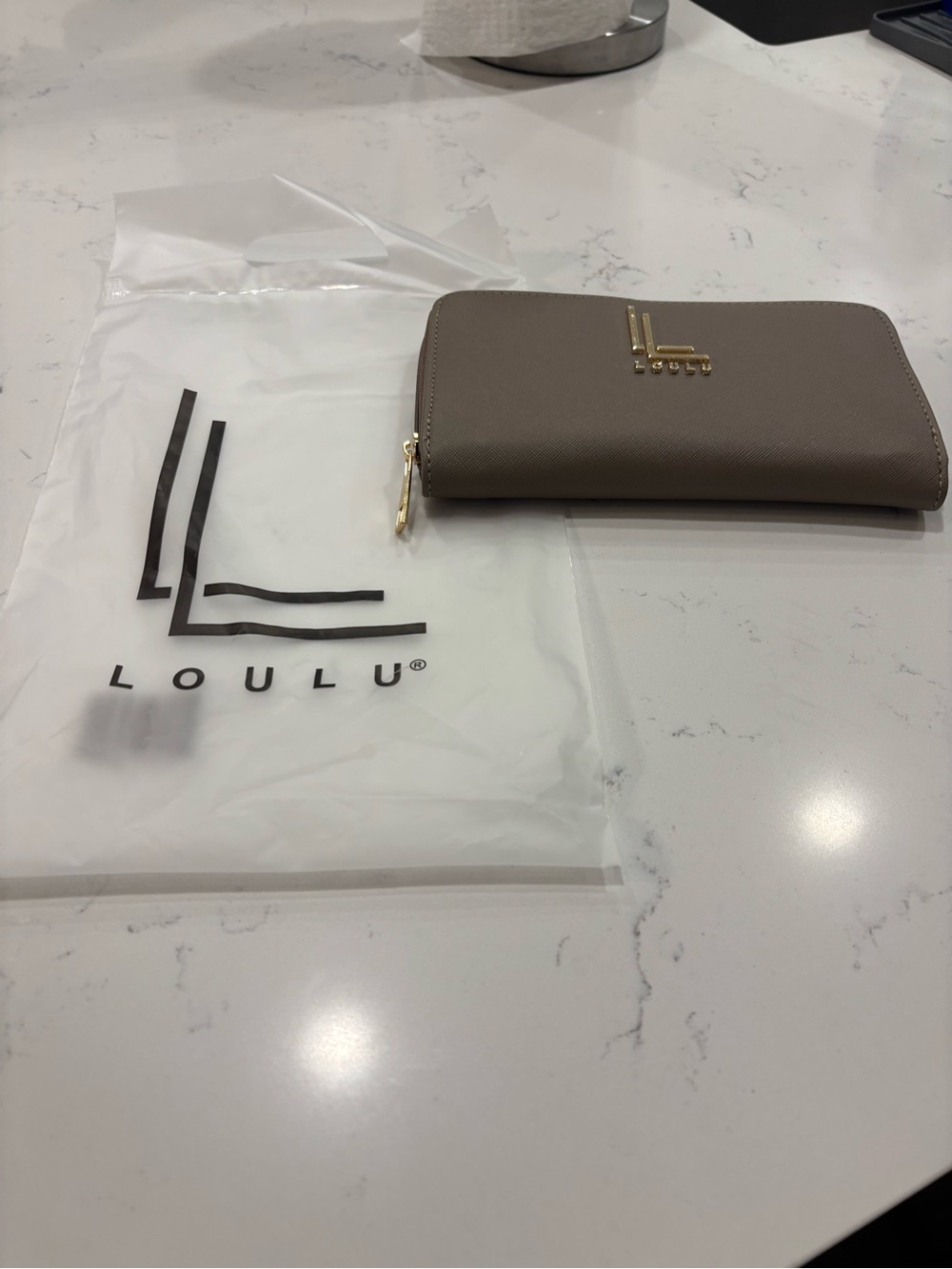 LOULU Taupe Zip-Around Leather Wallet